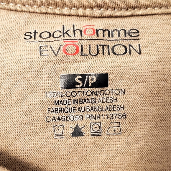 🔥NWOT Stockhomme Evolution Brown & White Long Sleeve Pocket T-shirt Men's US Sm - Picture 6 of 7
